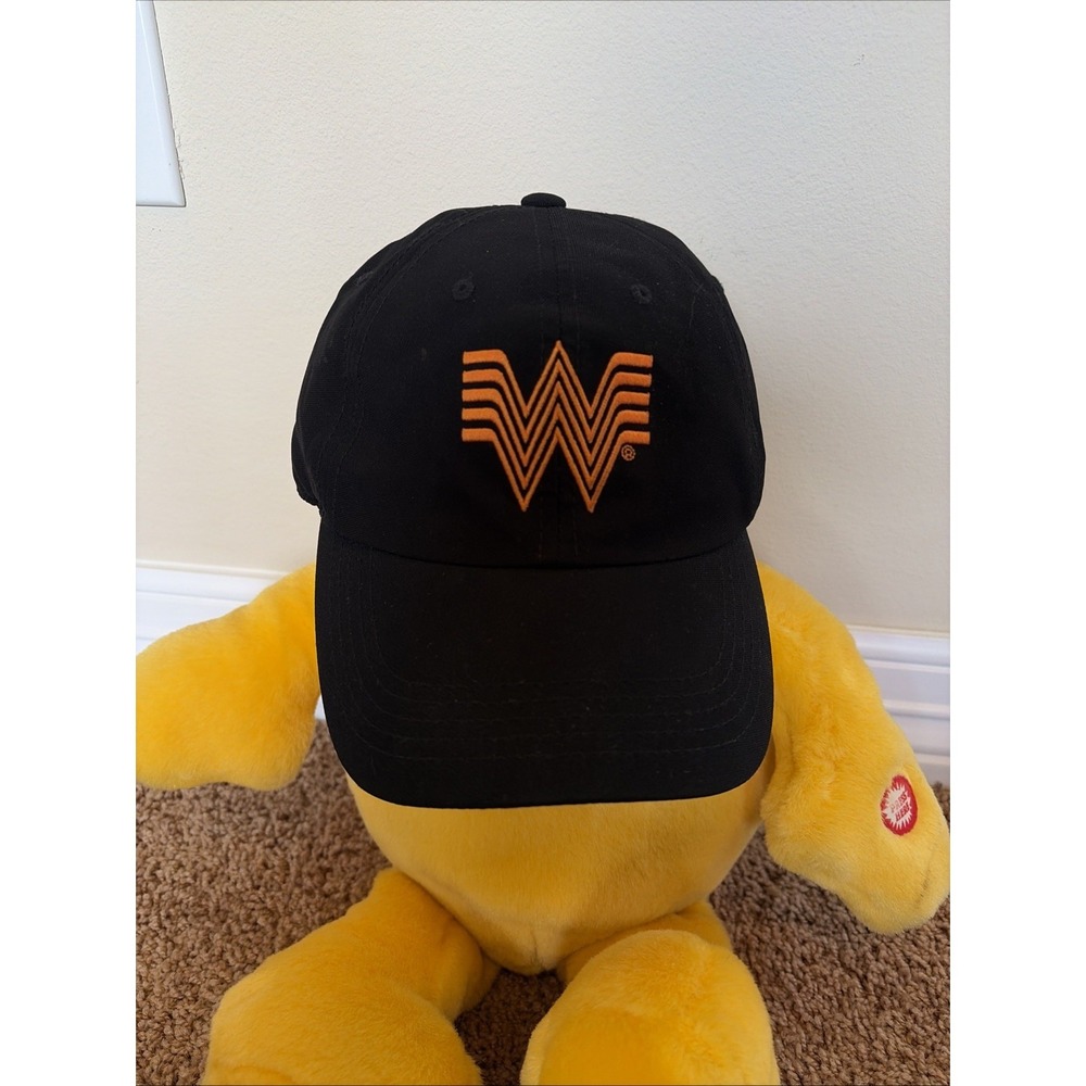 Whataburger Black Orange Logo Employee Uniform Baseball Cap Pelham Hat O/S NEW